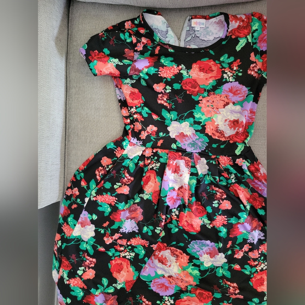 EUC Lularoe Fit and Flare Floral Dress Medium
